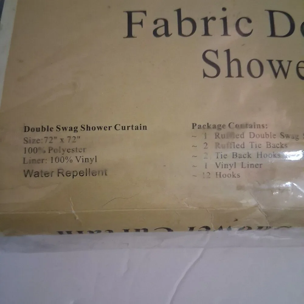 Vtg Shower Curtain Set Blue 90s Ruffle Double Swag Valance Tiebacks Liner Y2k